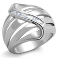 3W1077 - Rhodium Brass Ring with AAA Grade CZ  in Clear-0