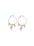 Rhodium Mistletoe Charm Hoops-0