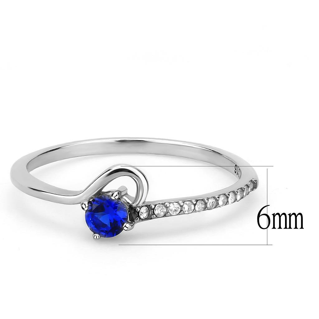 DA114 - High polished (no plating) Stainless Steel Ring with AAA Grade CZ  in London Blue-1