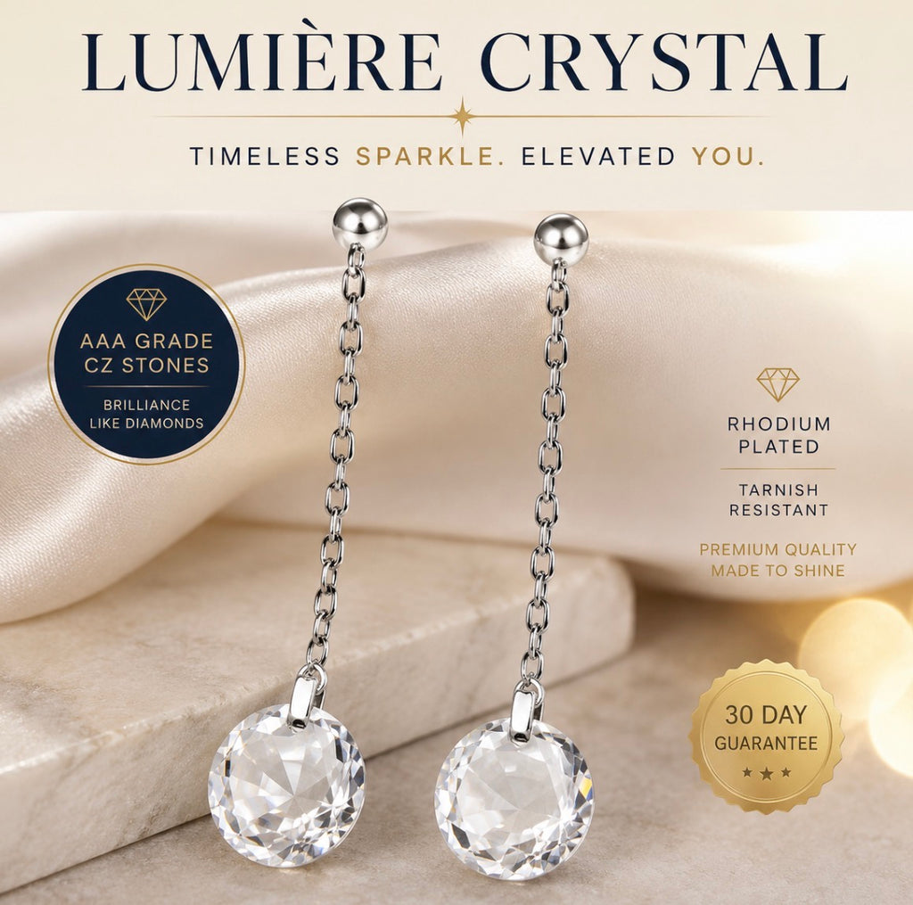 3W082 - Rhodium Brass Earrings with AAA Grade CZ  in Clear