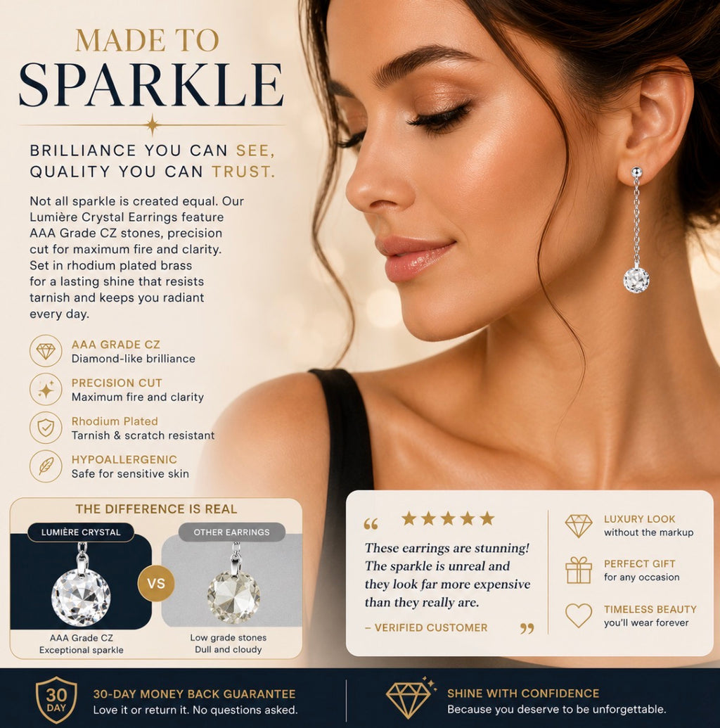 3W082 - Rhodium Brass Earrings with AAA Grade CZ  in Clear