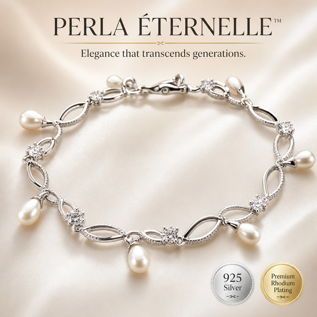 LOA542 - Rhodium 925 Sterling Silver Bracelet with Synthetic Pearl in White