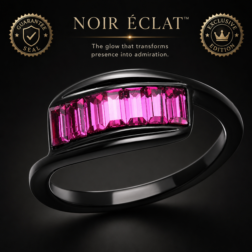 TK1664 - IP Black(Ion Plating) Stainless Steel Ring with Top Grade Crystal  in Fuchsia