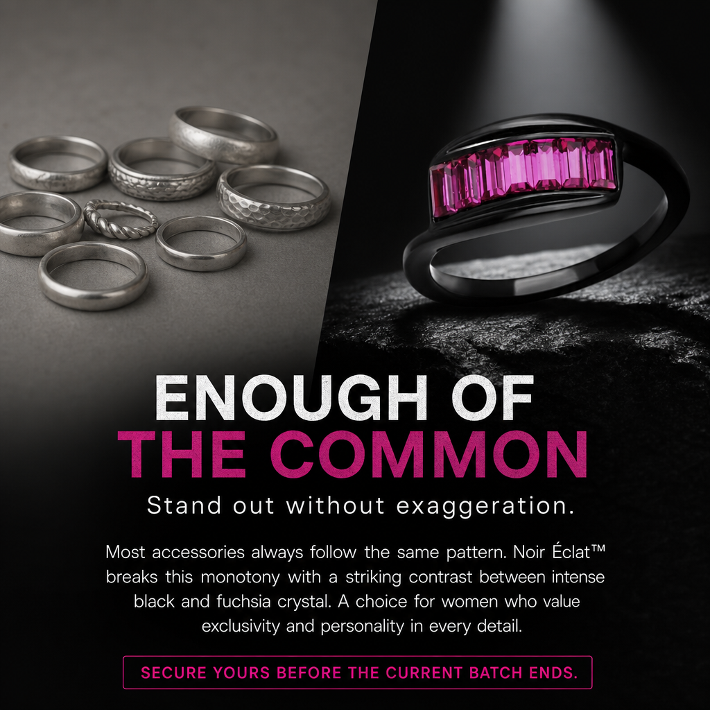 TK1664 - IP Black(Ion Plating) Stainless Steel Ring with Top Grade Crystal  in Fuchsia