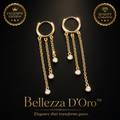 Gold Filled Long Dangle CZ Stone Huggie Earrings (L71)