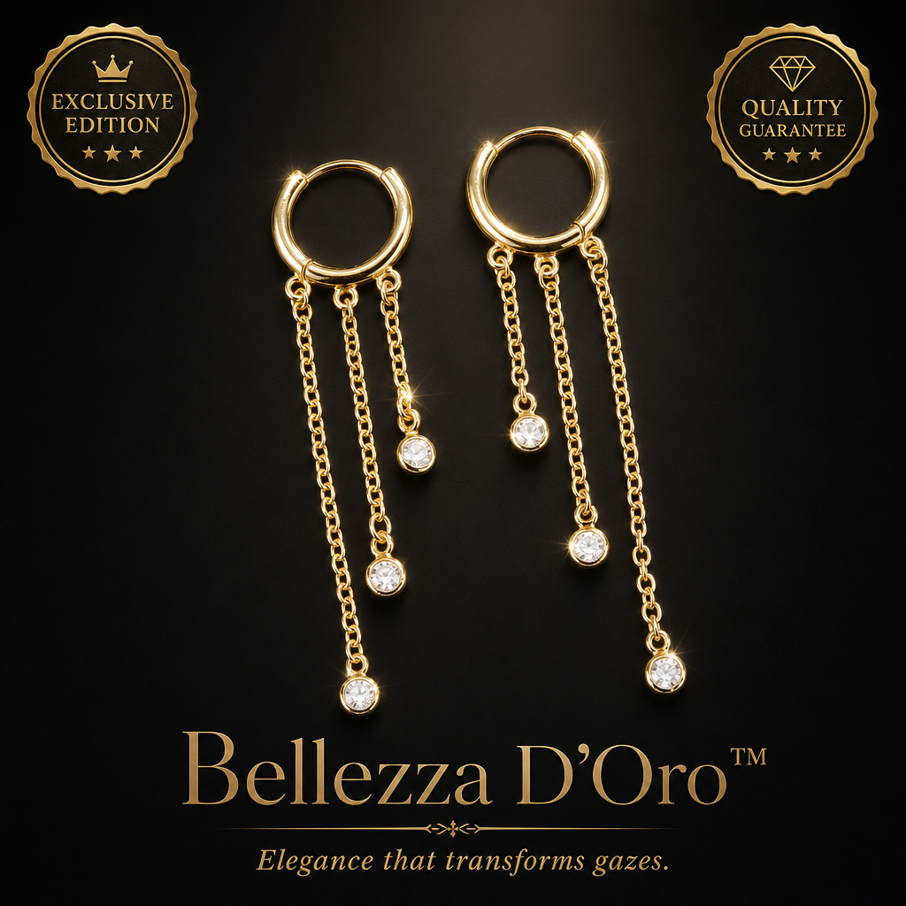 Gold Filled Long Dangle CZ Stone Huggie Earrings (L71)