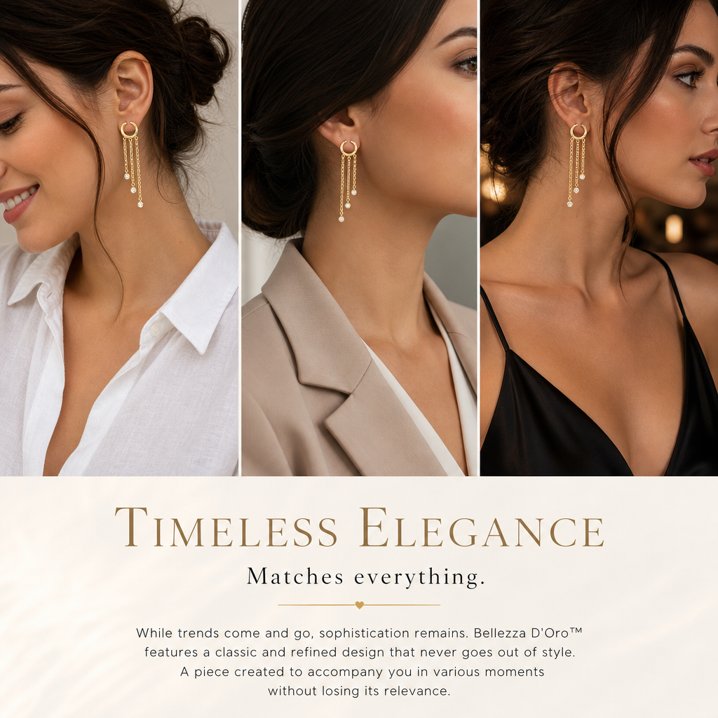 Gold Filled Long Dangle CZ Stone Huggie Earrings (L71)