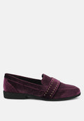 Walkin Stud Detail Velvet Loafers-5