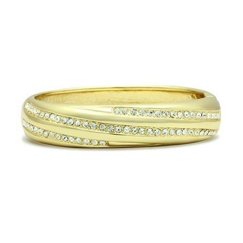 LO2150 - Flash Gold White Metal Bangle with Top Grade Crystal  in Clear-0